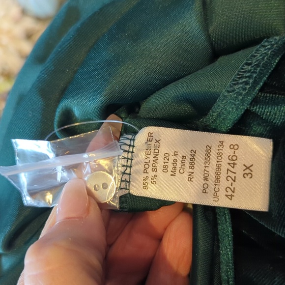 New Emerald Green Velvet Tunic Top Long Sleeves Button Up NWOT Sz 3X - Picture 8 of 10